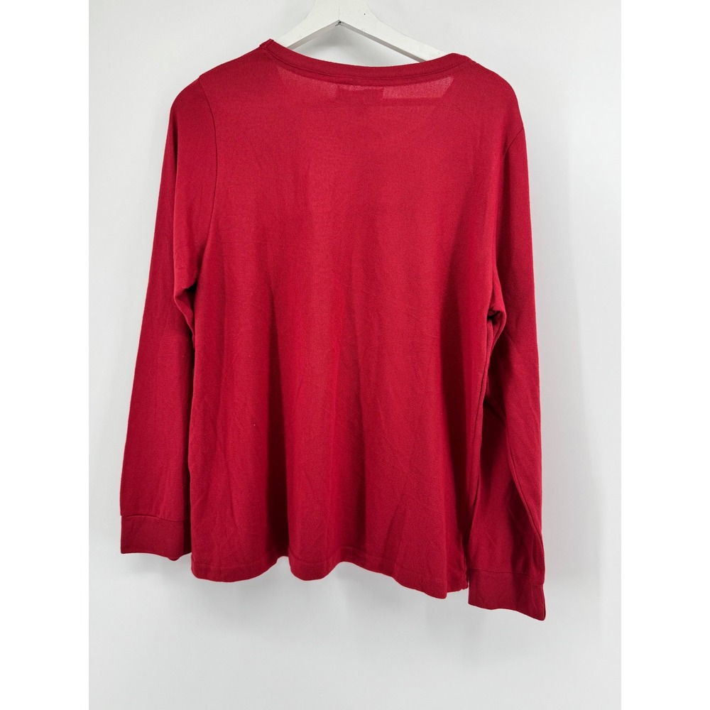 Rae Dunn Merry Red Long Sleeve Pajama Top Womens Large New Holiday Sleepwear - Picture 3 of 4